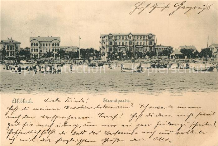 Ahlbeck Ostseebad Strandpartie Ansicht vom Meer aus