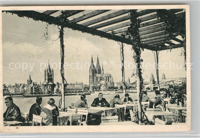Koeln Rhein Blick von der Suennerterrasse Blick ueber den Rhein zum Dom Feldpost