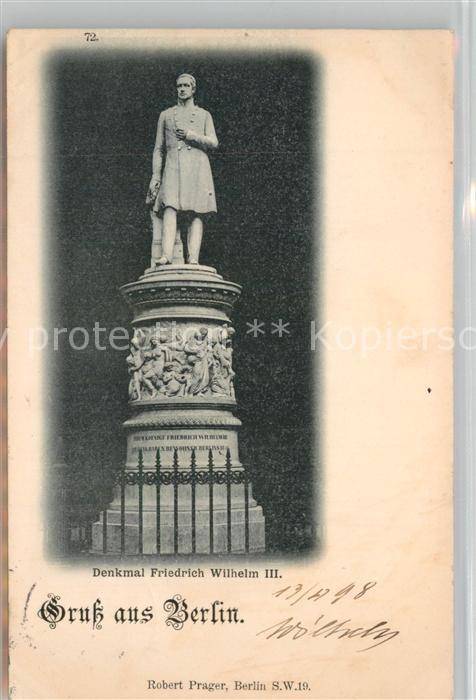 BERLIN  CITY Denkmal Friedrich Wilhelm III Deutsche Reichspost