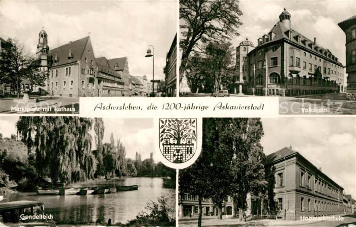 Aschersleben Sachsen-Anhalt Marktplatz Rathaus Volkshaus Gondelteich Holzmarktst