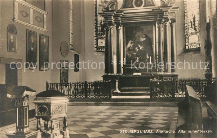 Stolberg Harz Alte Kirche Altar Taufbecken