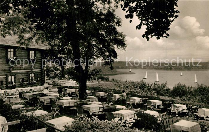 Wannsee Gaststaette Blockhaus Nikolskoe Blick auf Havel