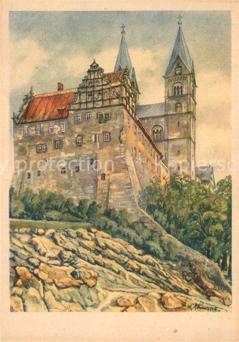 Quedlinburg Harz Schloss Kuenstlerkarte