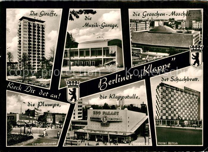 BERLIN  CITY Giraffe Musikgarage Groschen Moschee Plumpe Klappstulle Schachbrett