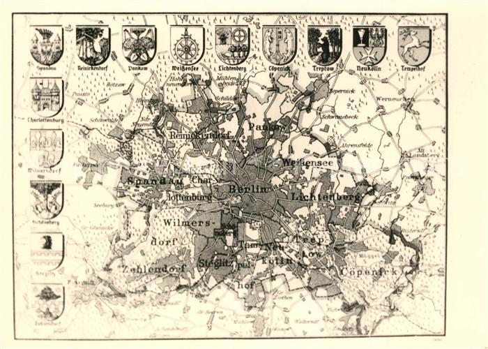 Alt Berlin Stadtplan mit Wappen