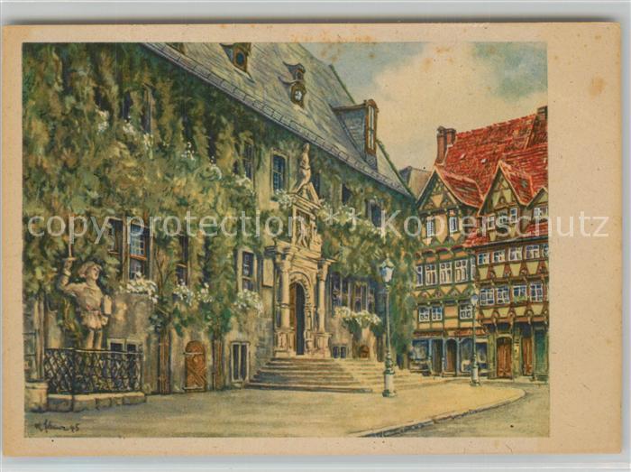 Quedlinburg Harz Rathaus Kuenstlerkarte