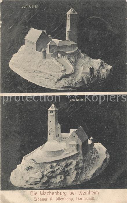 Weinheim Bergstrasse Wachenburg von Osten und Westen Erbauer A. Wienkoop Darmst