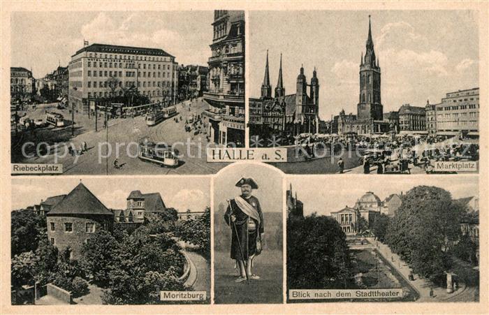 Halle Saale Marktplatz Riebeckplatz Moritzburg Stadttheater Strassenbahn