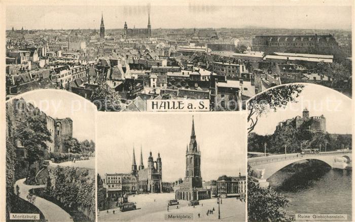 Halle Saale Fliegeraufnahme Marktplatz Moritzburg Ruine Giebichenstein