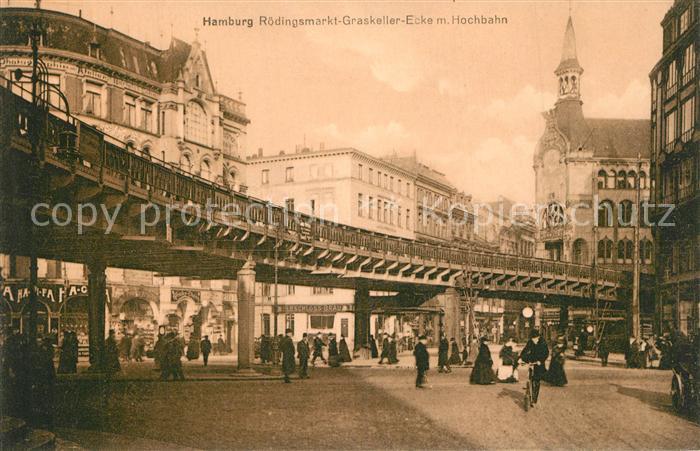 HAMBURG CITY R?dingsmarkt Graskeller-Ecke mit Hochbahn