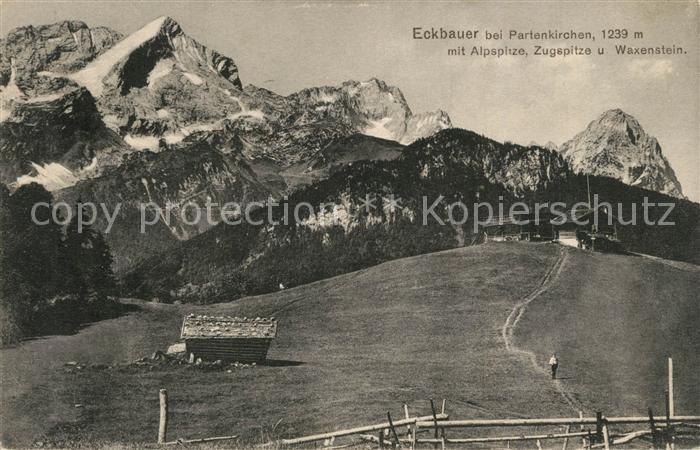 Partenkirchen Eckbauer mit Alpspitze Zugspitze und Waxenstein