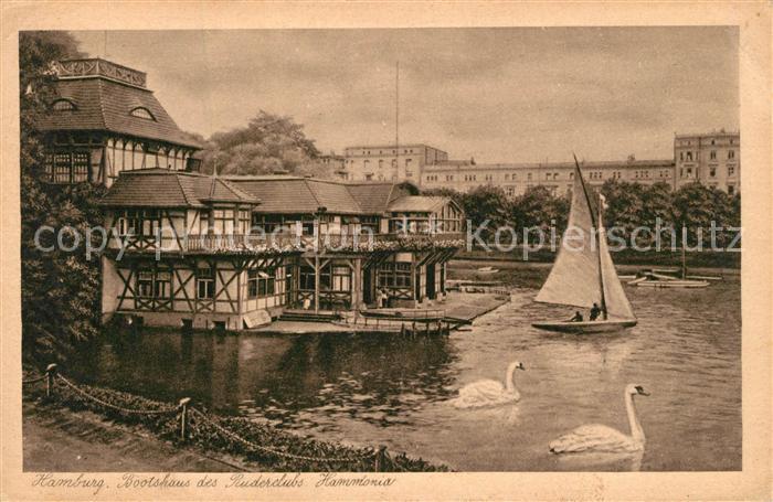 HAMBURG CITY Bootshaus des Ruderclub Hammonia Schw?ne Segelboot