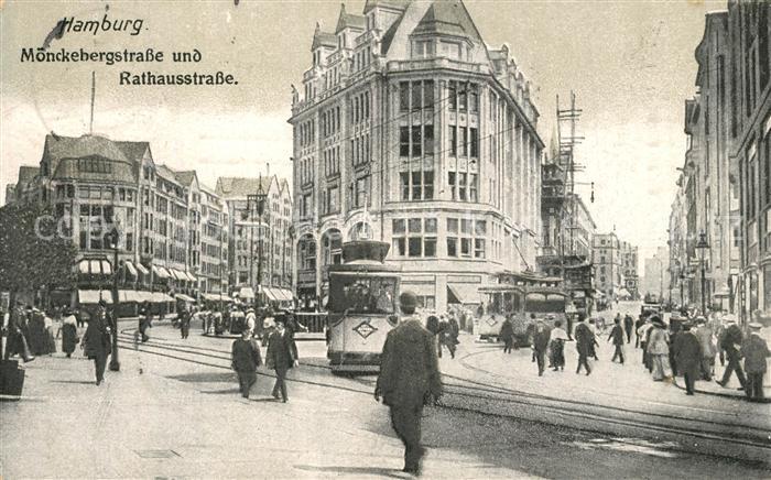 HAMBURG  CITY M?nckebergstrasse und Rathaussstrasse Strassenbahn