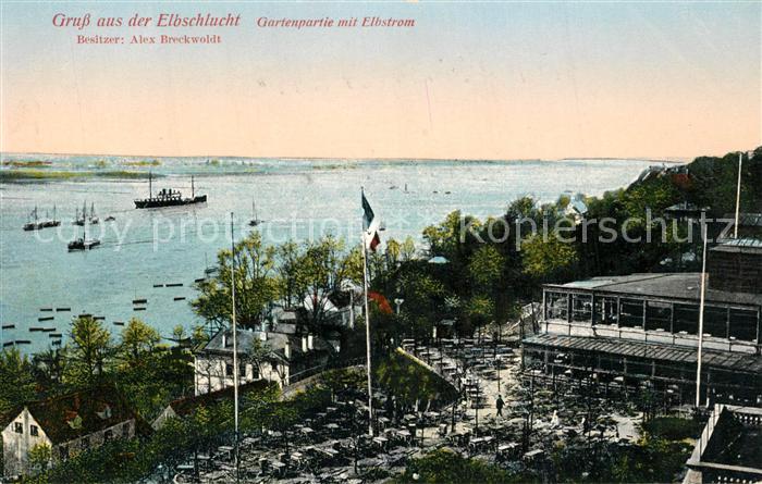 HAMBURG  CITY Elbschlucht Gartenpartie mit Elbstrom