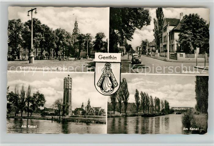 Genthin Ernst-Th?lmannplatz mit Kirche Bahnhofstrasse Kanal