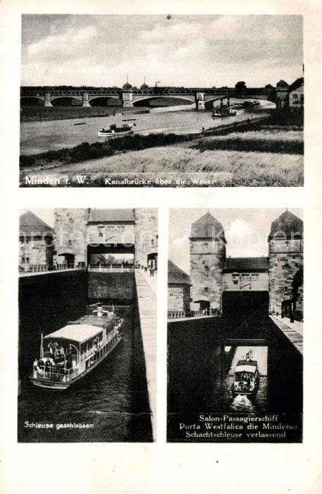 Minden Westfalen Kanalbruecke Schleuse Salon Passagierschiff Schachtschleuse