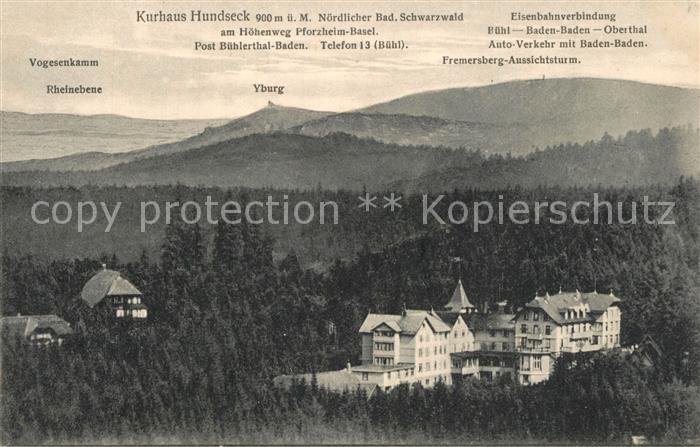 Buehlertal Kurhaus Hundseck Yburg Vogesenkamm