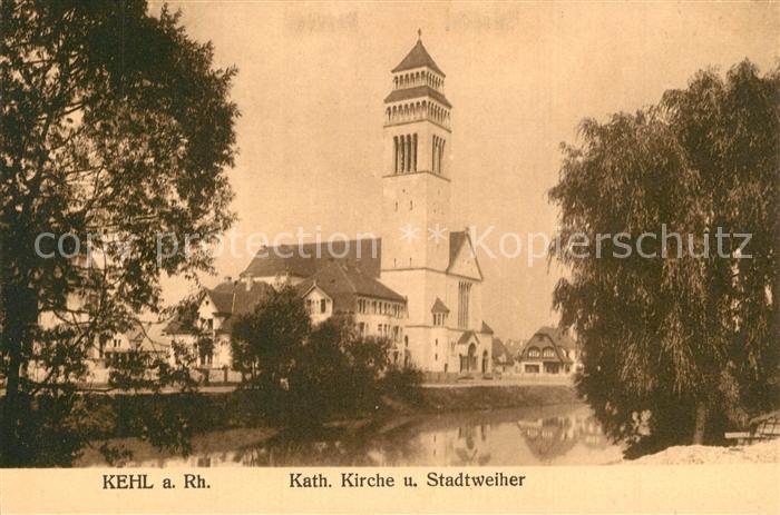 Kehl Rhein Katholische Kirche Stadtweiher