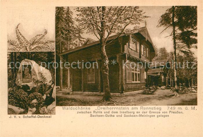 Rennsteig Waldschaenke Dreiherrnstein Scheffel Denkmal