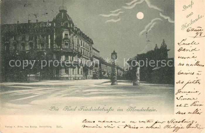 Karlsruhe Baden Karl Friedrichstrasse Mondschein