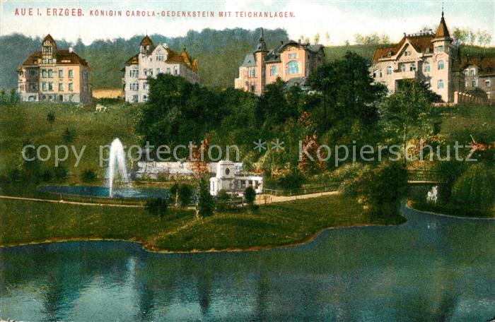 Aue Erzgebirge K?nigin Carola Gedenkstein mit Teich