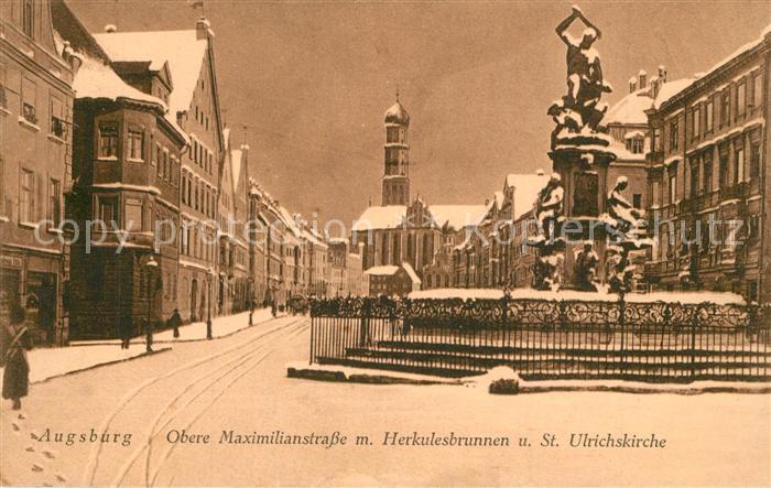 AUGSBURG  CITY Obere Maximilianstrasse mit Herkulesbrunnen und St. Ulrichskirche