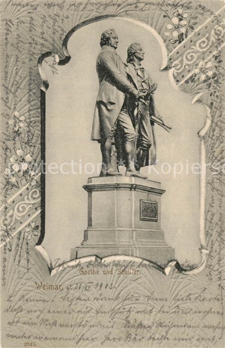 Weimar Thueringen Denkmal Goethe und Schiller