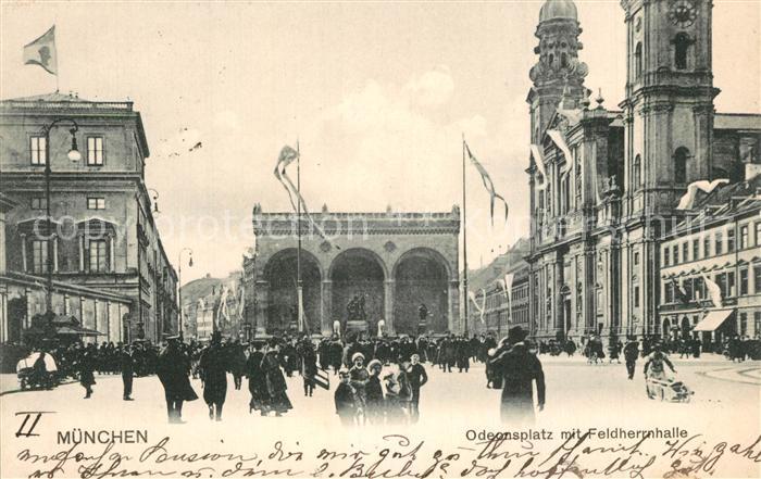 Muenchen Bayern Odeonsplatz mit Feldherrnhalle