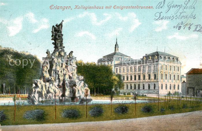 ERLANGEN Bayern Kollegienhaus mit Emigrantenbrunnen