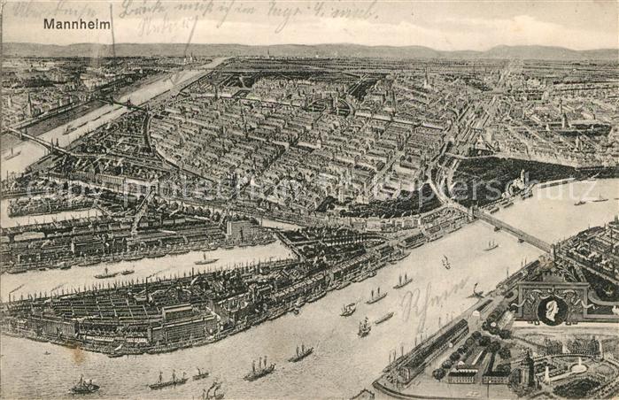 MANNHEIM BW Rheinpartie Vogelschau