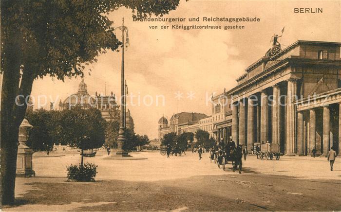 BERLIN CITY Brandenburgertor und Reichstagsgeb?ude von der K?niggr?tzerstrasse