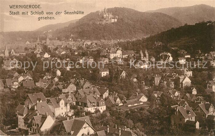 Wernigerode Harz mit Schloss von der Sennh?tte gesehen
