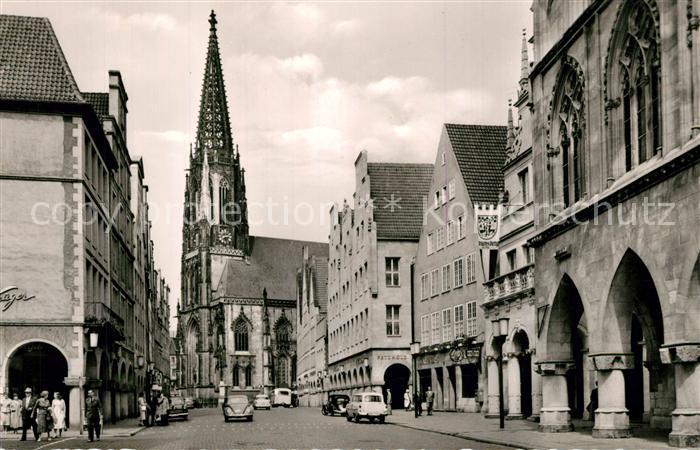 Muenster Westfalen Prinzipalmarkt und Lambertikirche