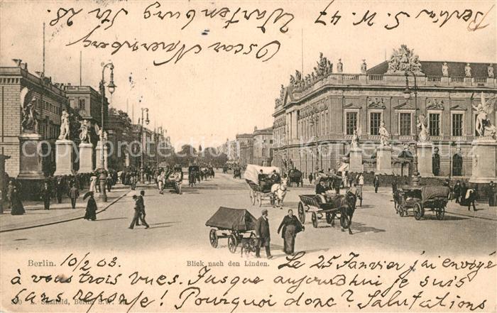 BERLIN  CITY Blick zu den Linden Pferdekutschen