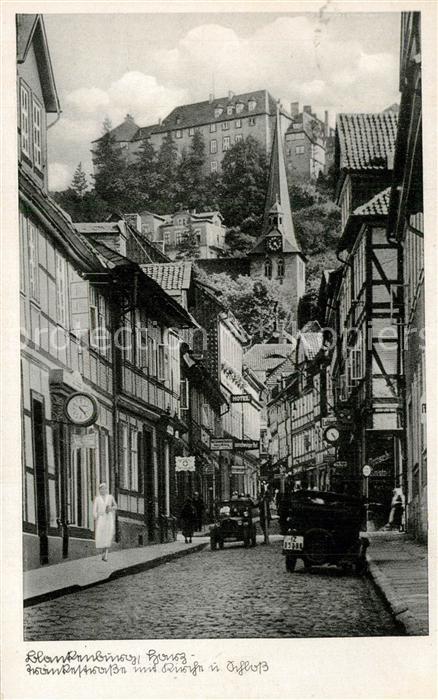Blankenburg Harz Strassenpartie mit Schloss