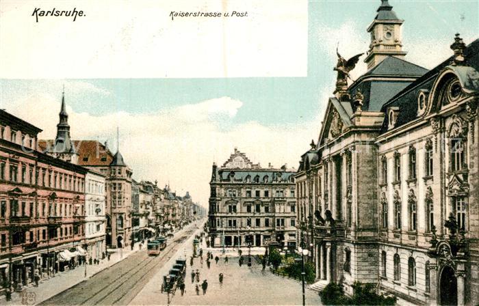 Karlsruhe Baden Kaiserstrasse und Post
