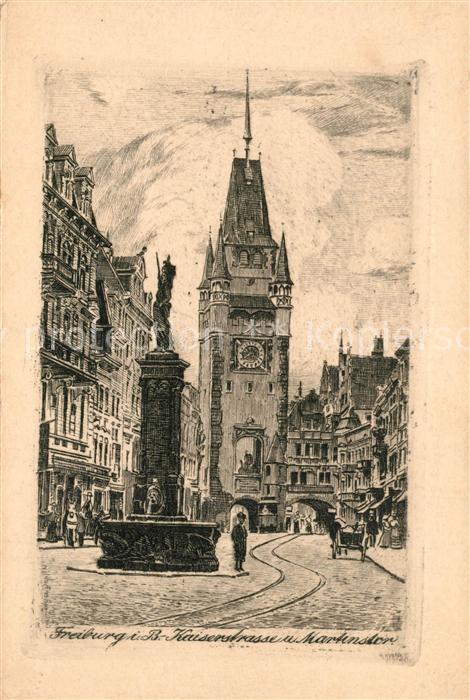 Freiburg Breisgau Kaiserstrasse mit Martinstor