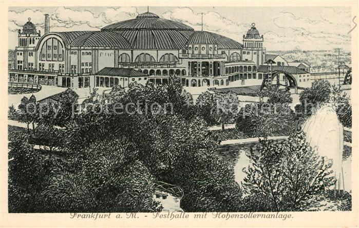 Frankfurt Main Festhalle mit Hohenzollernanlage
