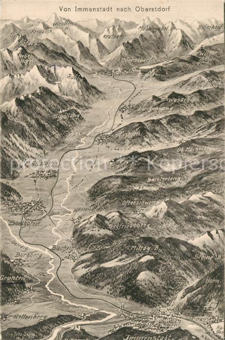 Immenstadt Allg Panoramakarte von Immenstadt nach Oberstdorf