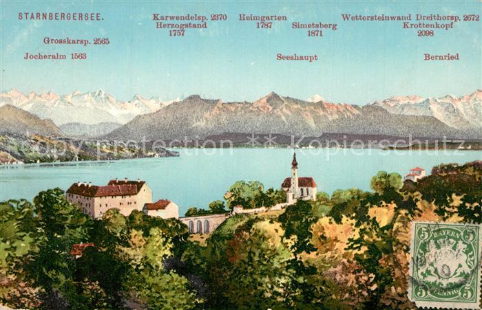 Starnberg Starnbergersee Bayern Seepartie mit Alpen