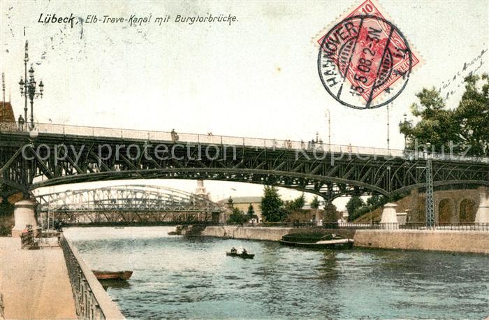 L?beck Elb-Trave-Kanal mit Burgtorbr?cke