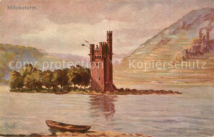Bingen Rhein M?useturm K?nstlerkarte