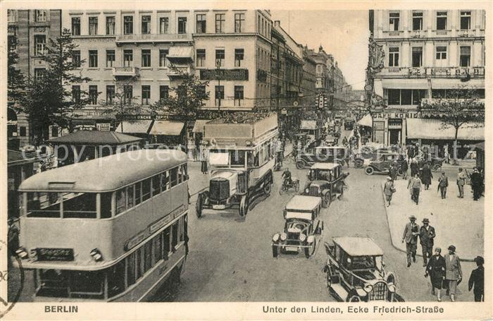 BERLIN  CITY Unter den Linden Ecke-Friedrich-Strasse Busse Autos