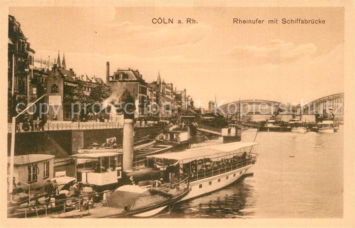 K?ln Rhein Rheinufer mit Schiffsbr?cke