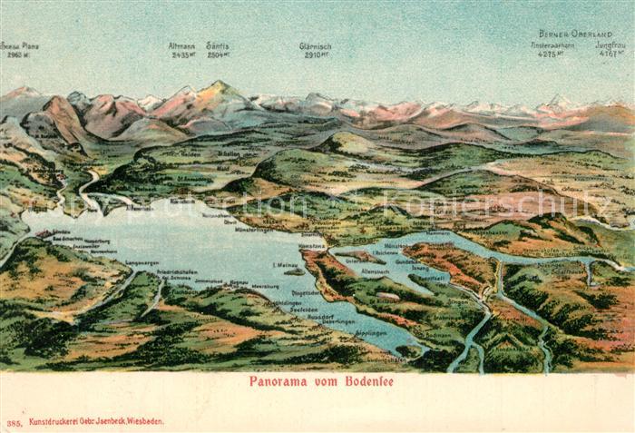 Konstanz Bodensee Panorama vom Bodensee mit Alpen