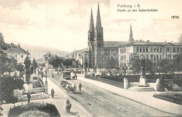Freiburg Breisgau Partie an der Kaiserbruecke Denkmal Johanniskirche