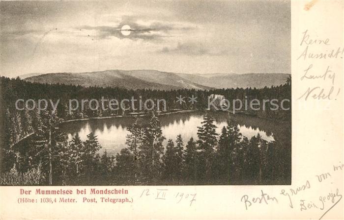 Mummelsee Panorama mit Blick auf Hotel Schwarzwald im Mondschein