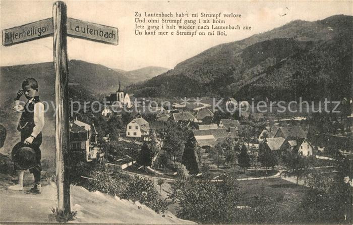 Lautenbach Gernsbach Panorama Wegweiser Kleiner Junge Trachten Lautenbacher Stru