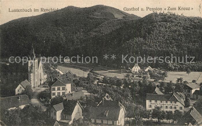 Lautenbach Renchtal Ortsansicht mit Kirche Gasthof Pension Zum Kreuz Schwarzwald