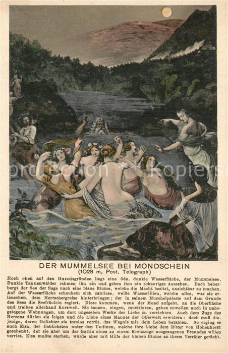 Mummelsee bei Mondschein Kuenstlerkarte